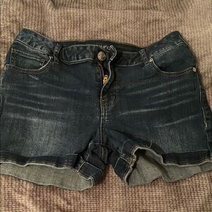 Maurices Blue Jean Shorts with Rolled Hems and Distressed Look